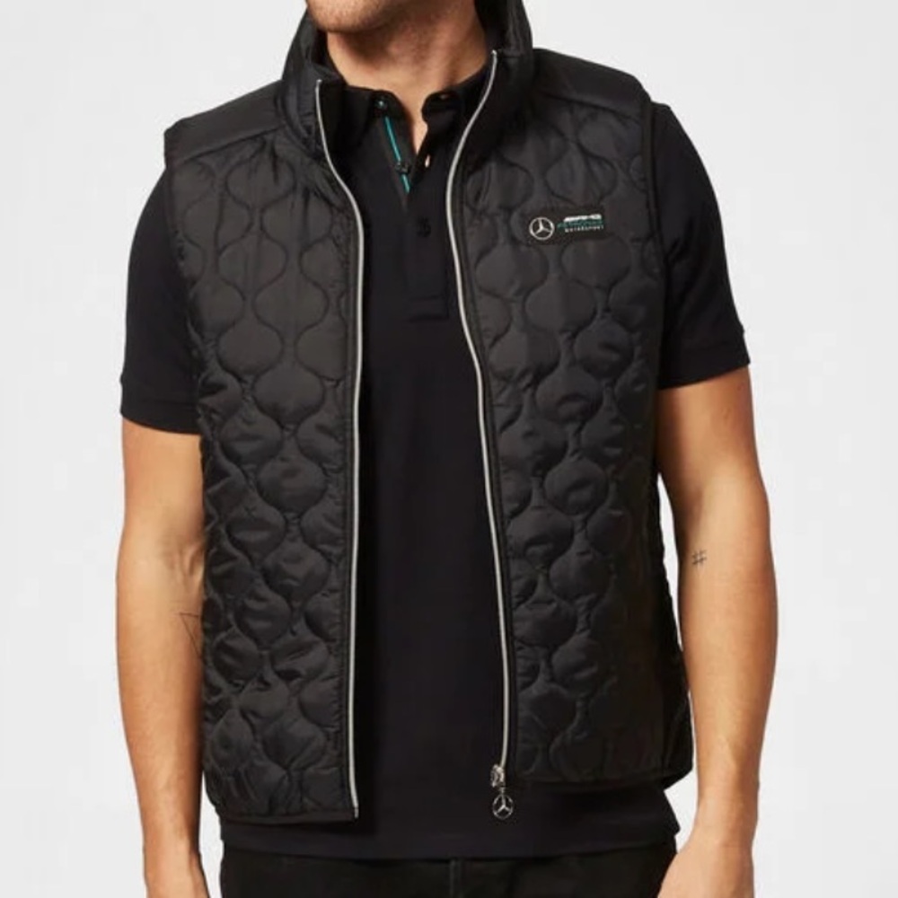 Mercedes Petronas AMG motor sport Black Quilted Vest Size XS mens